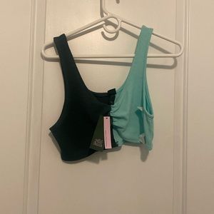 NWT: Target (Wild Fable) Ribbed Crop Top Tank Color Block - Green / Mint